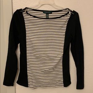 Petite Ralph Lauren Black and White Stripe Top